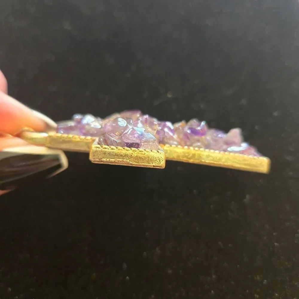 Amythest Chip Cross Pendant